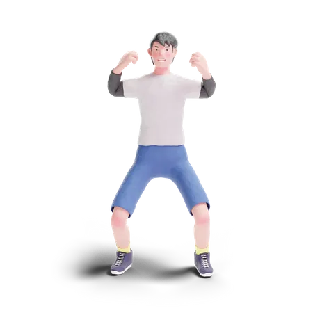 Excited Young Boy  3D Illustration