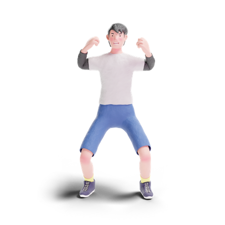Excited Young Boy 3D Illustration