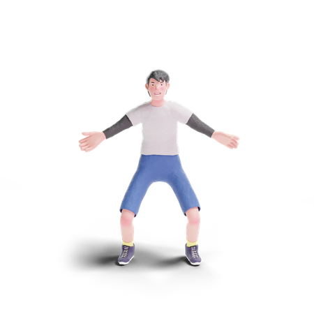 Excited Young Boy 3D Illustration