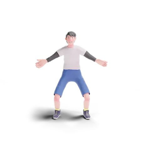 Excited Young Boy  3D Illustration
