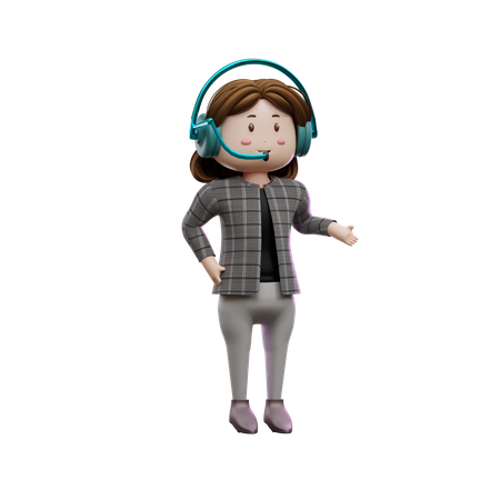 Executiva feminina no atendimento ao cliente  3D Illustration