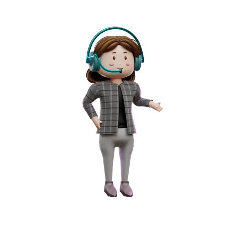 Executiva feminina no atendimento ao cliente  3D Illustration