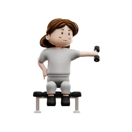 Exercices d'entraînement pour femme avec des haltères  3D Illustration