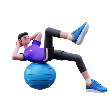 Exercício de homem com bola de ioga  3D Icon