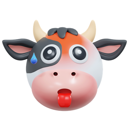 Exhausted Cow  3D Icon