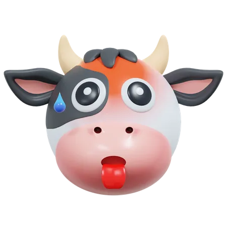 Exhausted Cow Emoticon 3 D Icon Illustration 3D Icon