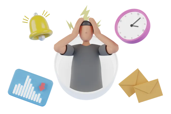 Exhausted Employee 3D Illustration