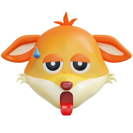 Exhausted Fox Emoticon  3D Icon