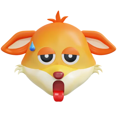 Exhausted Fox Emoticon 3 D Icon Illustration 3D Icon