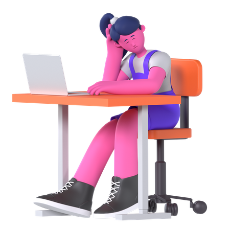 Exhausted Girl  3D Icon