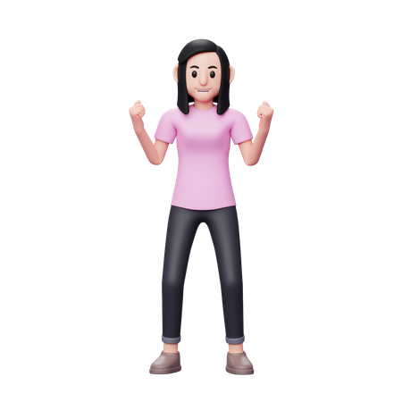 Exited Girl  3D Illustration