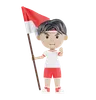 Exited Indonesian boy holding indonesian flag
