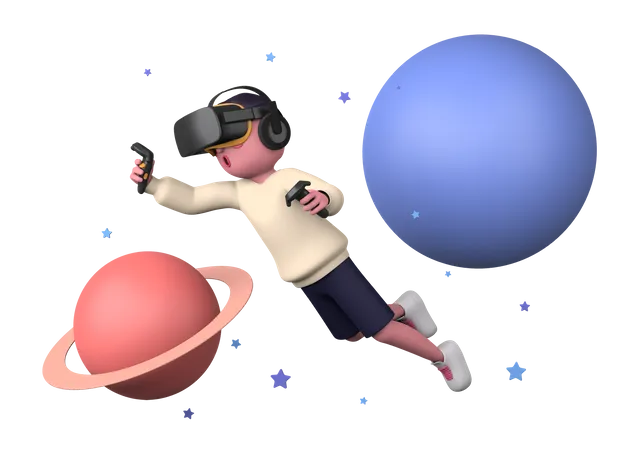Expérience de réalité virtuelle  3D Illustration