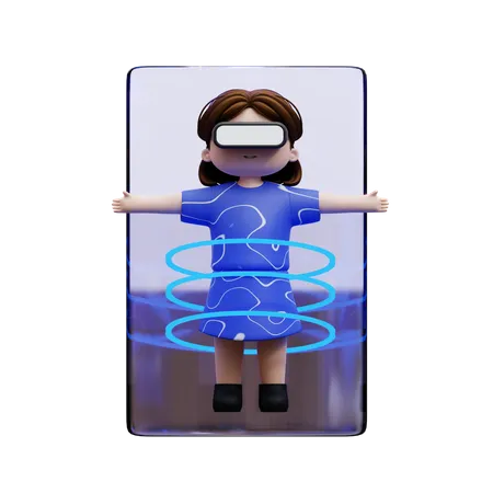 Expérience méta-monde fille  3D Illustration