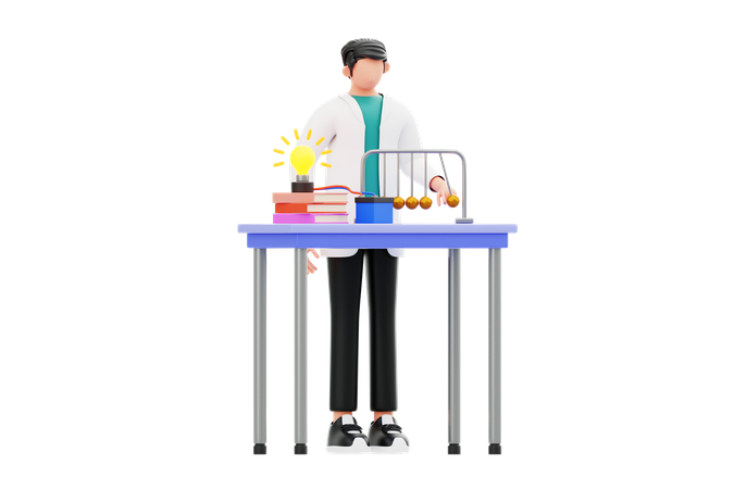 Expérience de physique  3D Illustration