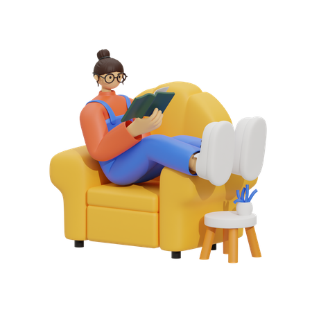 Experience Ultimate Relaxation, a Bookworm's Paradise  3D Illustration