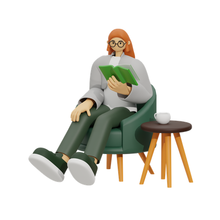 Experience Ultimate Relaxation, a Bookworm's Paradise  3D Illustration