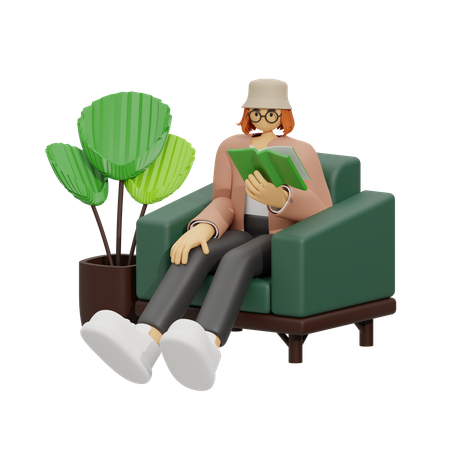 Experience Ultimate Relaxation, a Bookworm's Paradise  3D Illustration