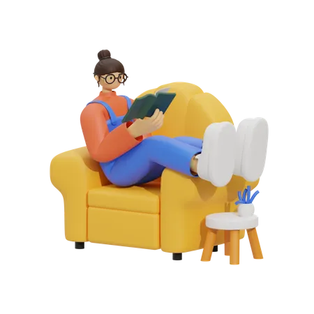 Experience Ultimate Relaxation, a Bookworm's Paradise  3D Illustration