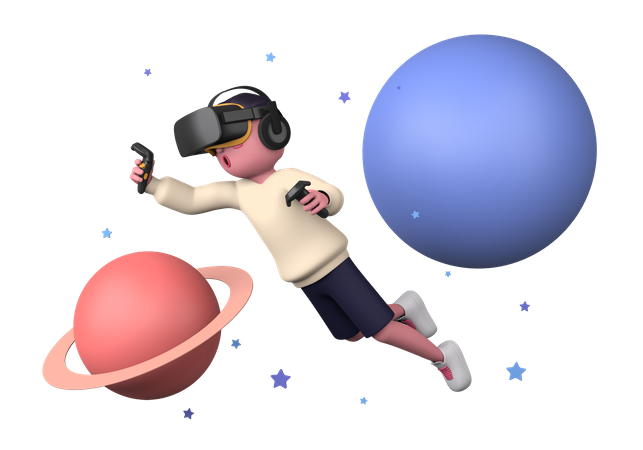 Experiencia de realidad virtual  3D Illustration