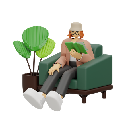 Experimente o máximo relaxamento, um paraíso para os leitores ávidos  3D Illustration