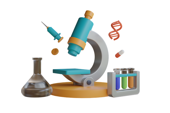 Experimento de DNA  3D Illustration