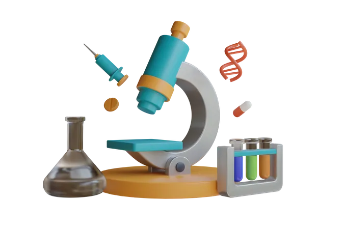 Experimento de DNA  3D Illustration