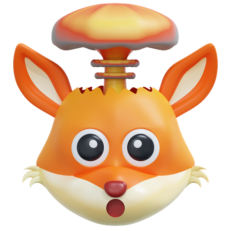 Exploding Head Fox Emoticon  3D Icon