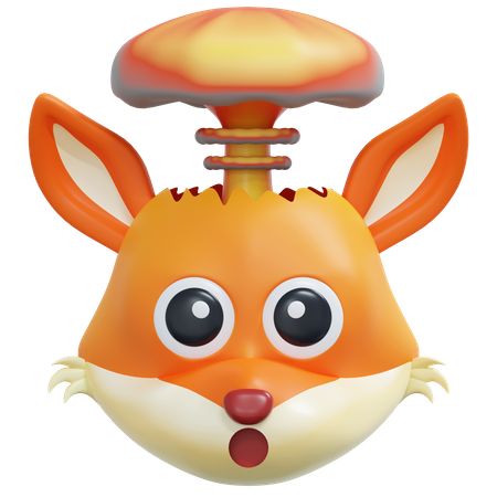 Exploding Head Fox Emoticon  3D Icon