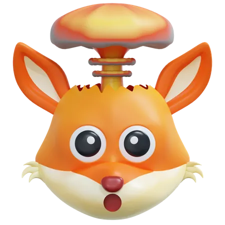 Exploding Head Fox Emoticon  3D Icon