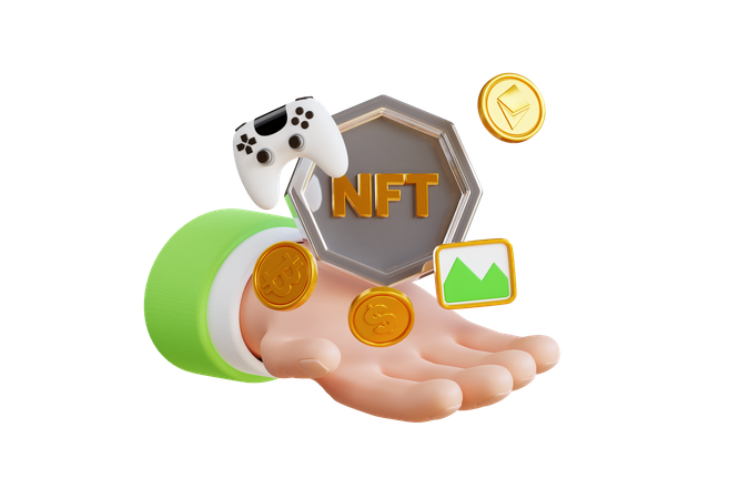 Sosteniendo nft  3D Illustration