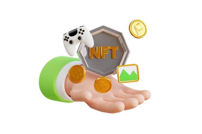 Sosteniendo nft  3D Illustration