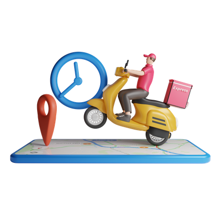 Express courier delivery on bike  3D Icon