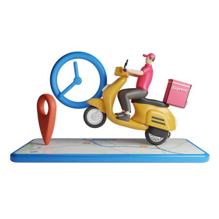 Express-Kurierlieferung per Fahrrad  3D Illustration