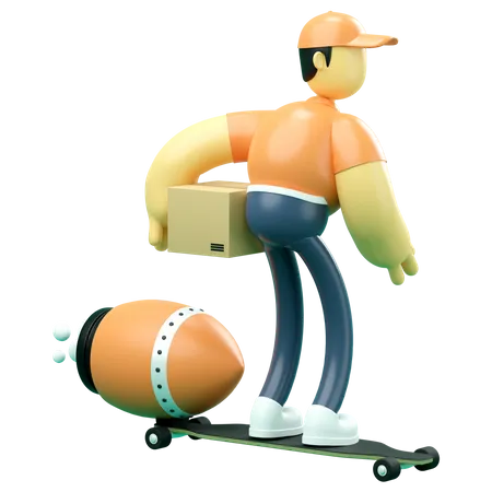 Expressversand per Skateboard  3D Illustration