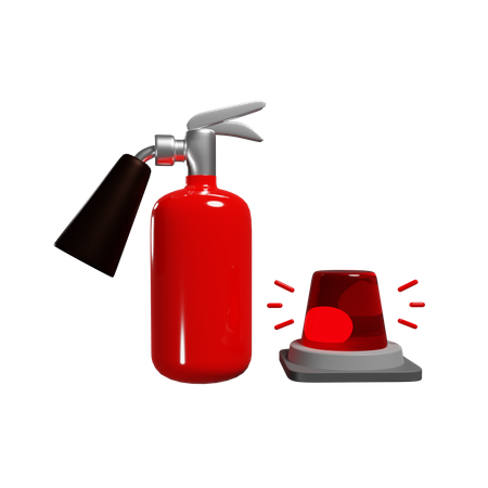 Extincteur rouge et sirène d'alerte  3D Icon