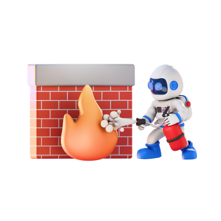 Extinguish Fire  3D Illustration