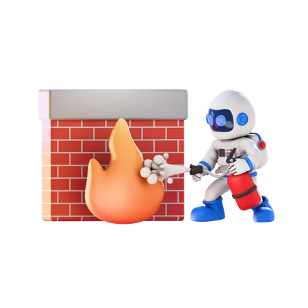 Extinguish Fire  3D Illustration