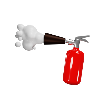 O extintor vermelho extingue a espuma dos incêndios da proteção do bocal contra a chama  3D Illustration