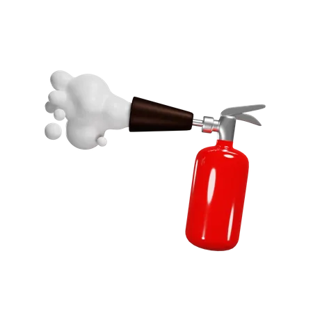 O extintor vermelho extingue a espuma dos incêndios da proteção do bocal contra a chama  3D Illustration