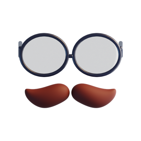 Eyeglasses and mustache  3D Icon