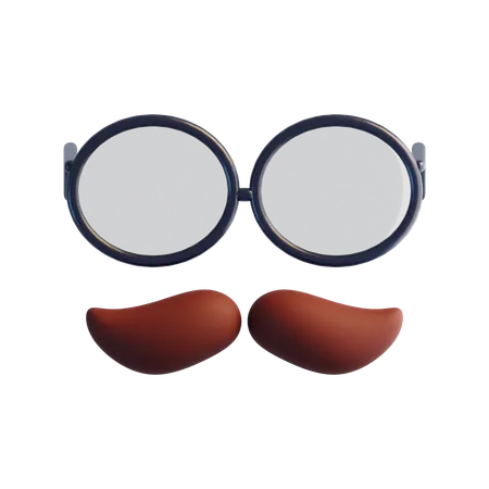 Eyeglasses and mustache  3D Icon