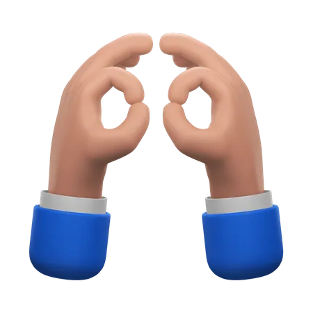 Both Hands Forming An OK Sign 3D Icon