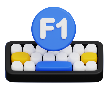F 1 Keyboard Key  3D Icon