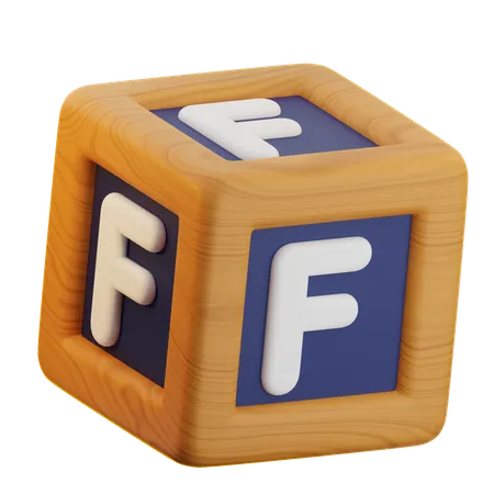 F Cube Block  3D Icon