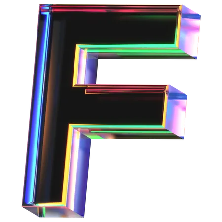 3 D Icon Of A Glass Letter F 3D Icon