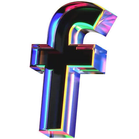 3 D Icon Of A Glass Letter F 3D Icon