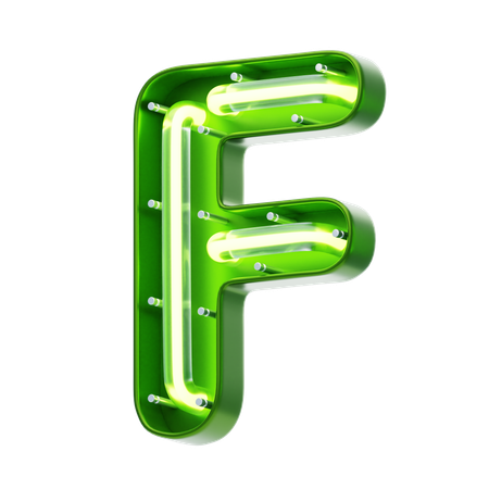 F Letter Shape Neon Text  3D Icon