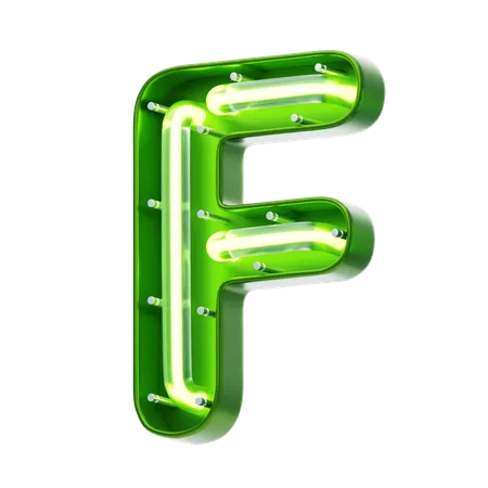 F Letter Shape Neon Text  3D Icon