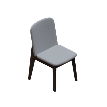 Fabric Seat Dining Chair With Wooden Leg  3D Icon